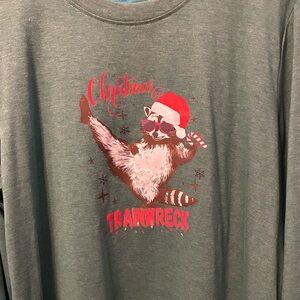 Christmas Trainwreck Raccoon Long sleeve Tee